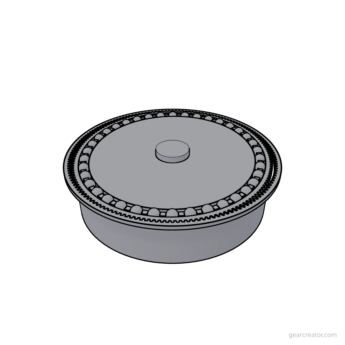3D render of a 150T Flex / 154T Circular Harmonic Drive harmonic drives assembly, blueprint style, on white background